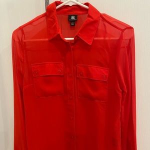 Ladies Rock $ Republic Red Hot Sheer Long Sleeve Blouse Size Small